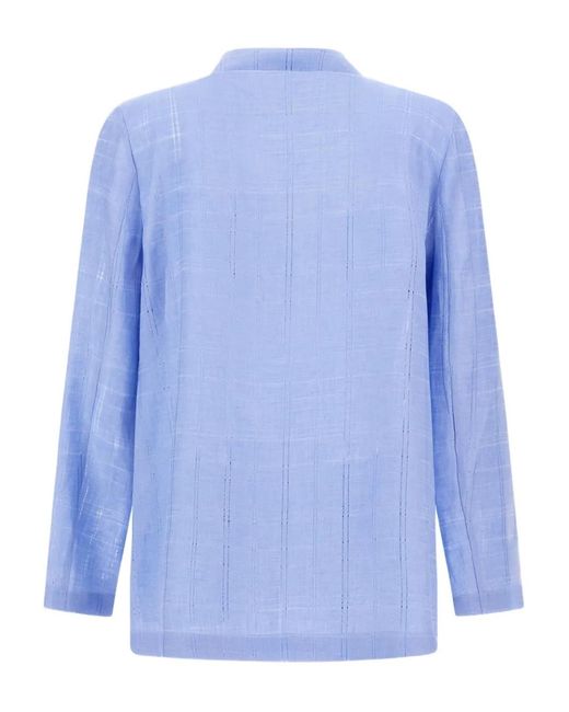Herno Blue Single-Button Linen Blazer