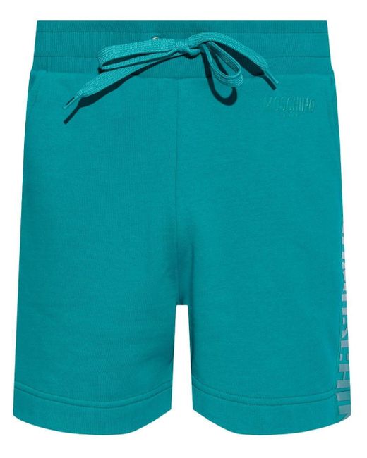 Moschino Blue Logo-embossed Cotton Beach Shorts for men