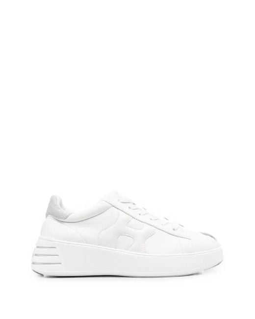 Hogan White Logo-Patch Chunky-Sole Sneakers