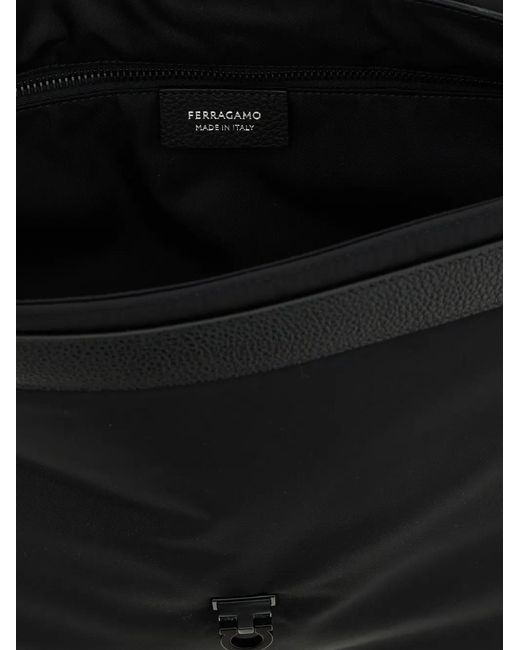 Ferragamo Black Gancini Cross Body Bag for men