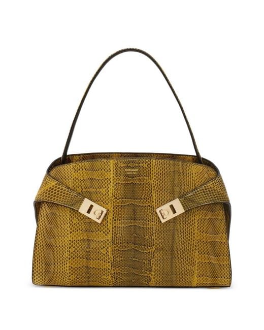 Ferragamo Metallic Hug Soft Bicolor Shoulder Bag (M)