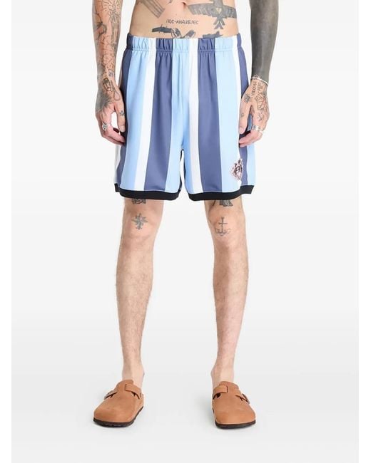 Pleasures Blue Stripe Panelled Shorts for men