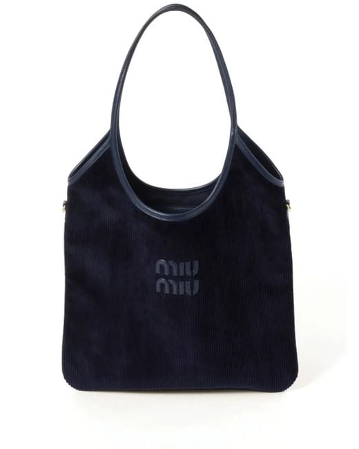 MIU MIU IVY レザーバッグ ブルー Miu Miu Ivy Denim Bag in Blue | Lyst