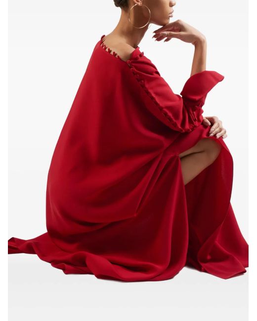 ‎Taller Marmo Red Pom-Pom Detail Maxi Dress