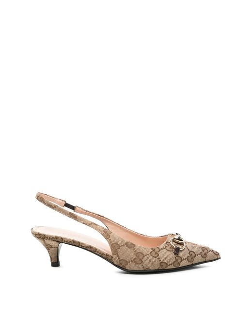 Gucci Natural Slingback Pumps With Horsebit