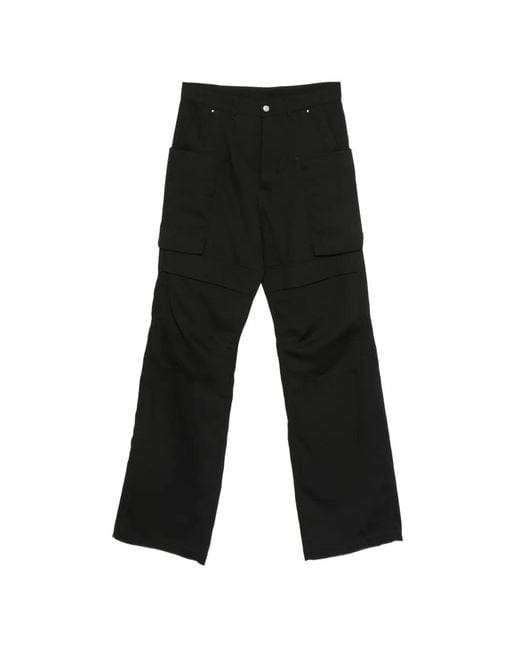 Rick Owens Black Belt-Loops Trousers for men