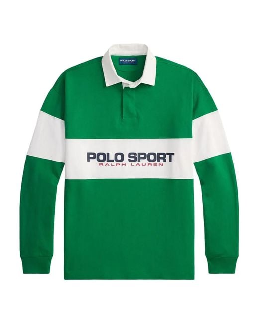 Polo Ralph Lauren Green Sport-Rugby Long-Sleeves Polo Shirt for men