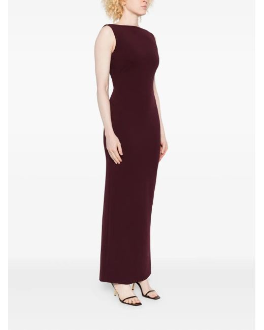 Solace London Purple Sleeveless Boat-Neck Maxi Dress