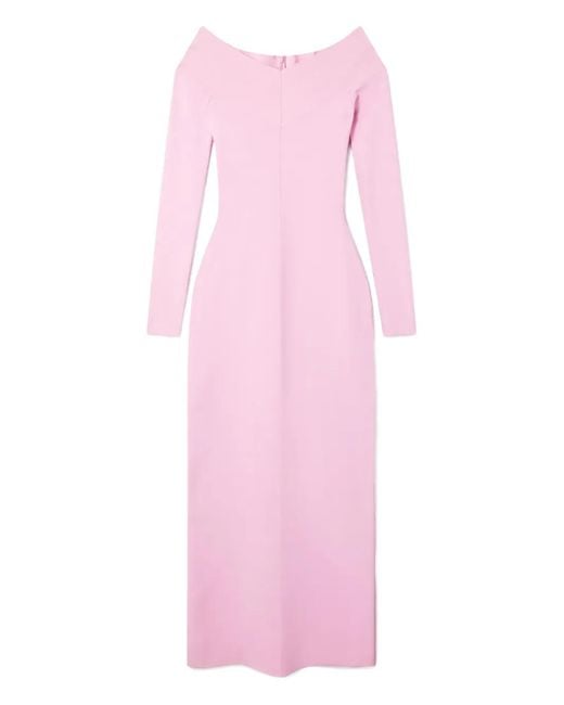 Stella McCartney Pink Off-Shoulder Long-Sleeve Midi Dress