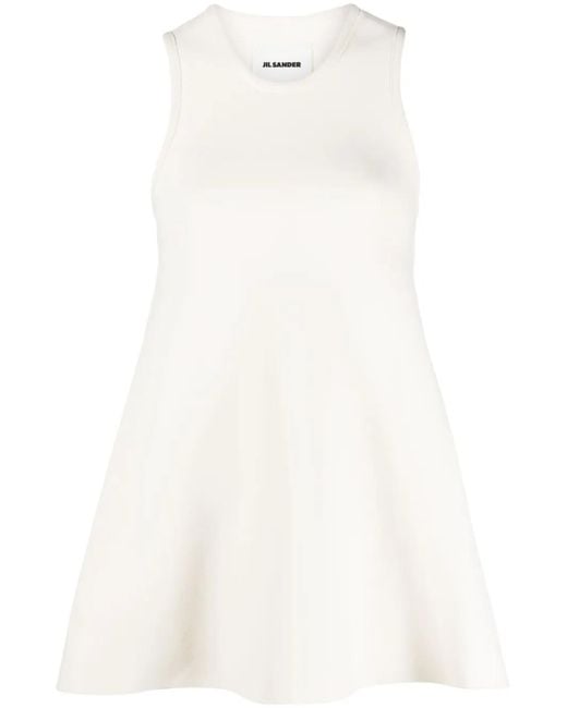 Jil Sander White Cropped-Detail Sleeveless Blouse