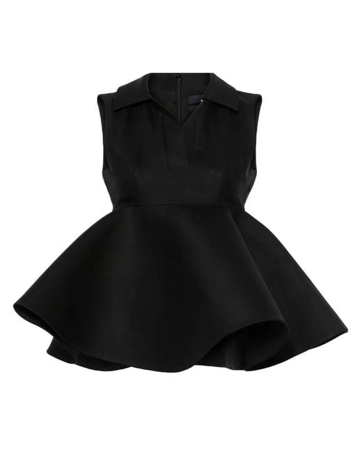 Jacquemus Black Peplum Wool-Silk Sleeveless Top
