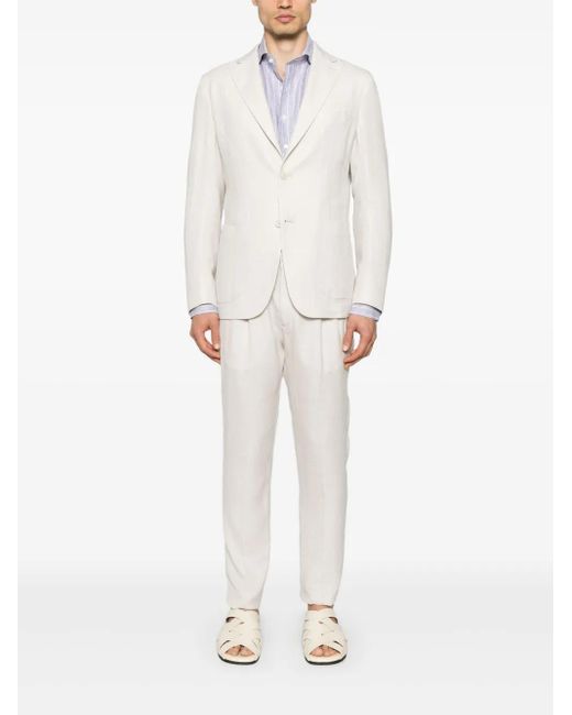 Eleventy White Pinstriped Suit for men