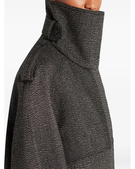 Courreges Black Asymmetric-Collar Long Coat