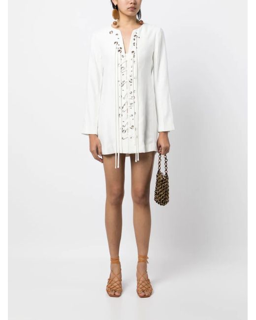 Alexis White Eyelet-Detail Lace-Up Tunic