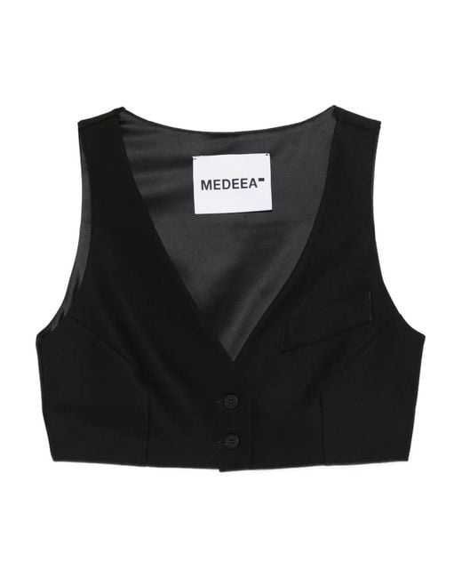 MEDEA Black Button Pocket Vest