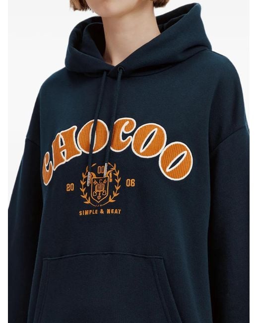 Chocoolate Blue Logo-Embroidered Hoodie