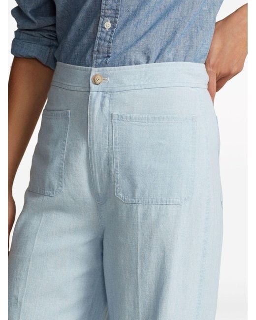 Polo Ralph Lauren Blue Leaton Wide-leg Chambray Trousers