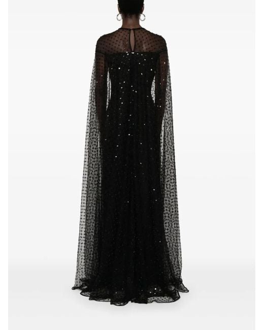 Nissa Black Sequin-Embellished Gown