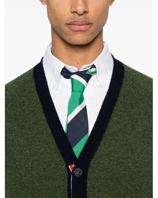 Thom Browne 4-Bar Cardigan Mit V-Ausschnitt in Green für Herren