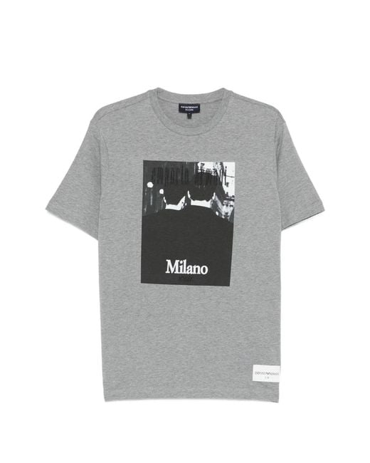 Emporio Armani Gray T-Shirt À Imprimé Graphique for men