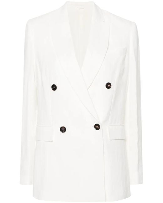 Brunello Cucinelli Natural Double-Breasted Blazer