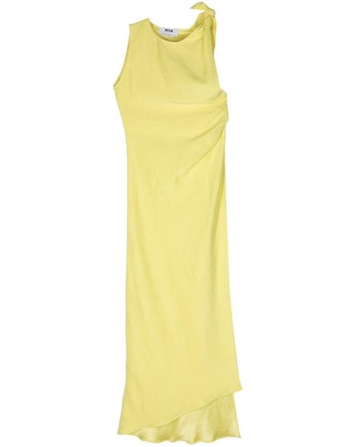 MSGM Yellow Asymmetric Linen Blend Dress