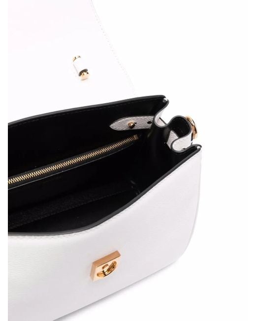 Versace White La Medusa Leather Top-Handle