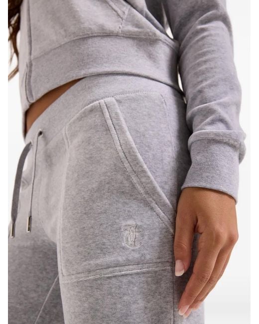 Juicy Couture Gray Low-Rise Cotton-Velour Track Pants