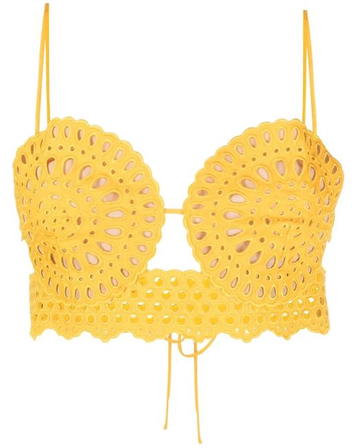 Stella McCartney Yellow Broderie-Anglaise Cropped Top
