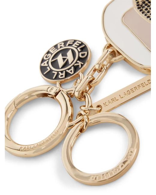 Karl Lagerfeld White Ikon Rhinestoned Keyring