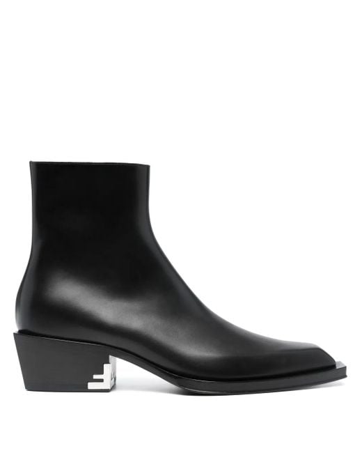 ショートブーツ・ブーティ FENDI BLACK LEATHER ANKLE BOOTS Domino Leather Black | Fendi