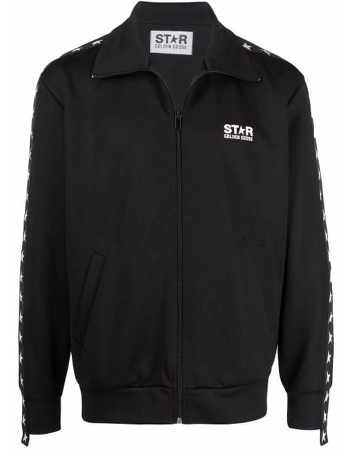 Golden Goose Deluxe Brand Black Logo-print Zip-fastening Jacket for men
