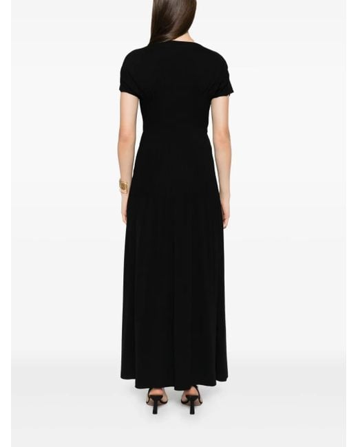 Totême Black Pleated Jersey Maxi Dress