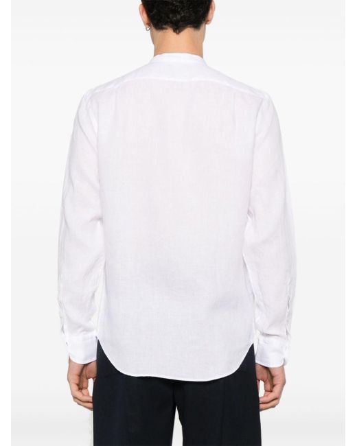 Boggi White Band-collar Linen Shirt for men