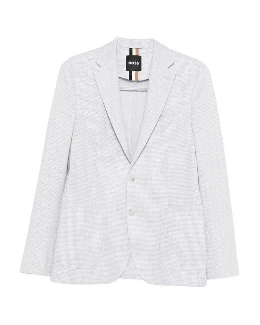 Boss White Checked Cotton-Blend Jacket for men