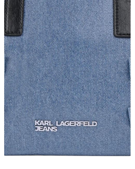 Karl Lagerfeld Blue Buckle Denim Bowling Bag