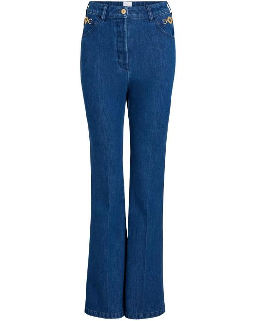 Patou Blue Organic-Cotton Flared Jeans