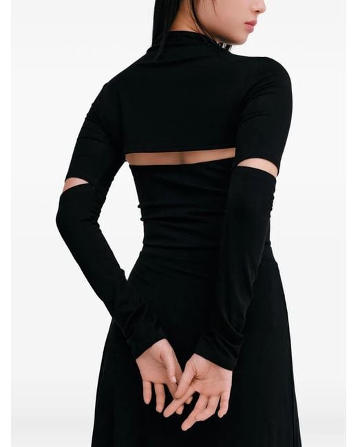 MARCELLA Black Indra Mock-Neck Cut-Out Top