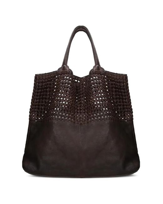 Elena Iachi Black Leather Tote Bag