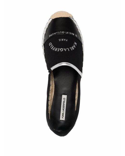 Karl Lagerfeld Black Embroidered-Logo Espadrilles