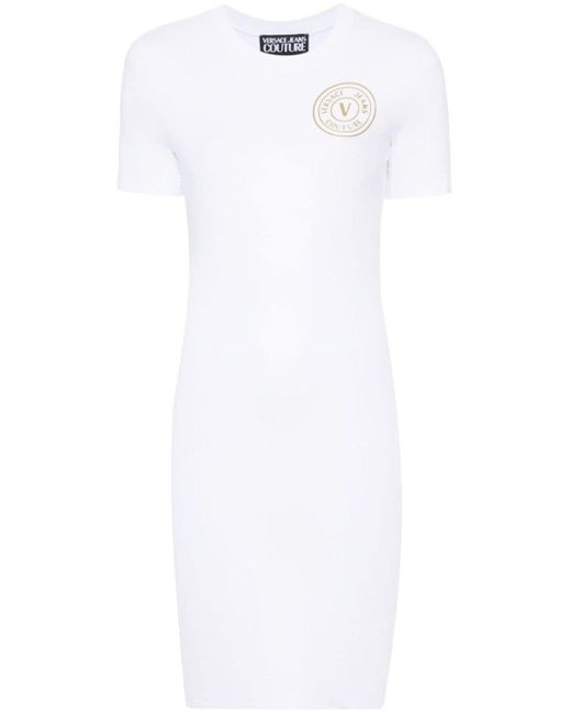 Versace White Logo-print T-shirt Dress