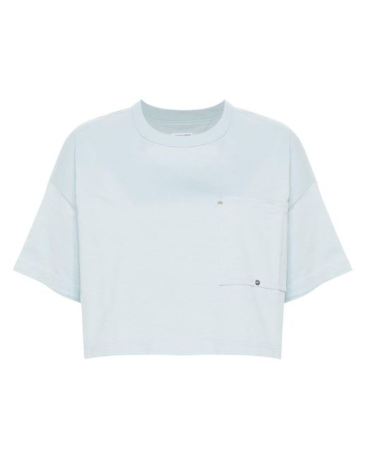 Bottega Veneta Blue Cropped Cotton T-shirt