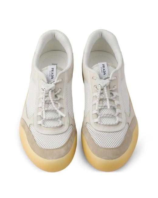 Prada White Speedrock Mesh Fabric Sneakers