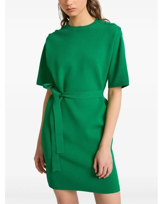 Yves Salomon Green Knitted T-Shirt Dress