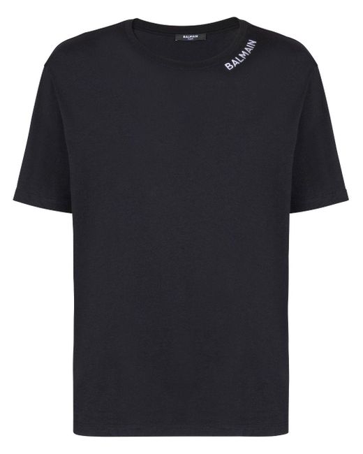 Balmain T-Shirt mit Logo-Stickerei in Black für Herren