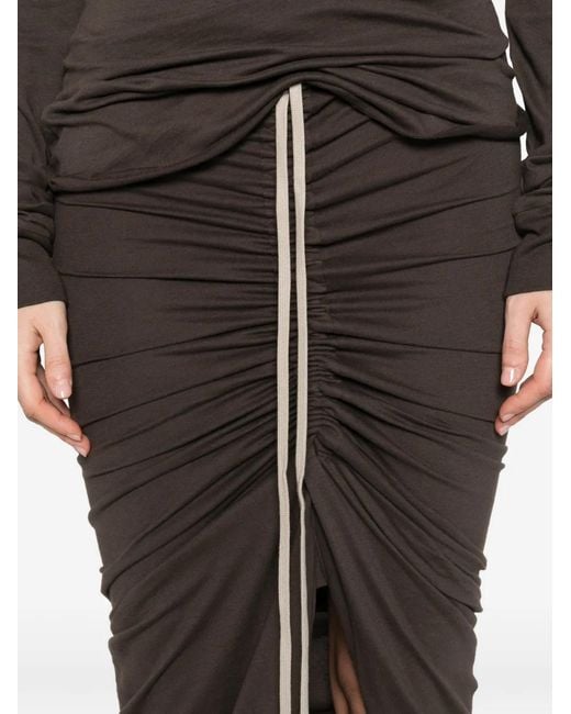 Moncler Brown Drawstring Slit Maxi Skirt