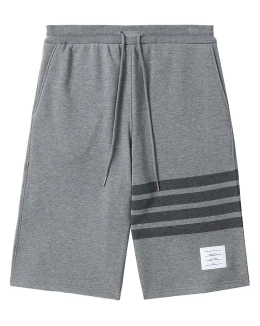 Thom Browne Gray Cotton Striped Track Shorts for men