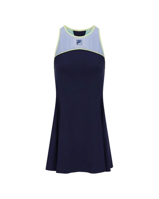 Fila Blue Contrast-Trim Racerback Inner-Shorts Performance Mini Dress