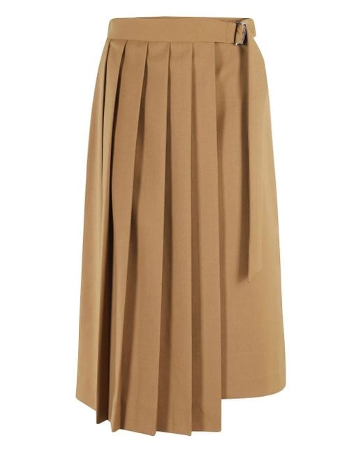 Tela Natural Pleated Asymmetric Skirt