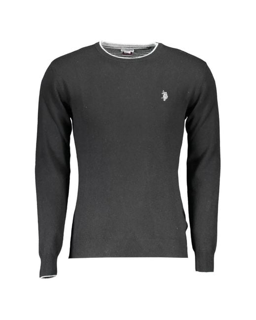 U.S. POLO ASSN. Black Logo-Embroidered Crew-Neck Sweater for men
